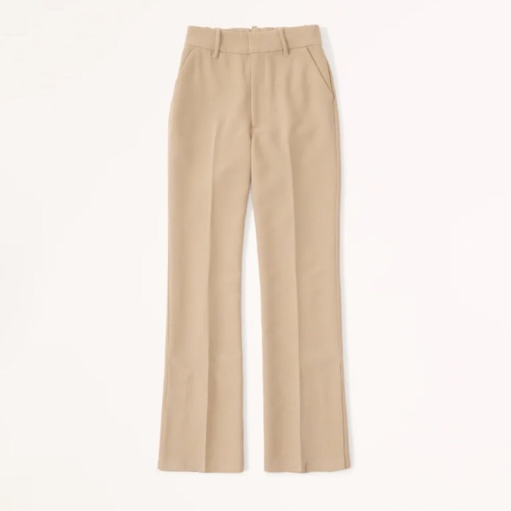 Abercrombie Tailored Trouser Split Hem Flare Pants Tan Brown Size 32 / 14 Long